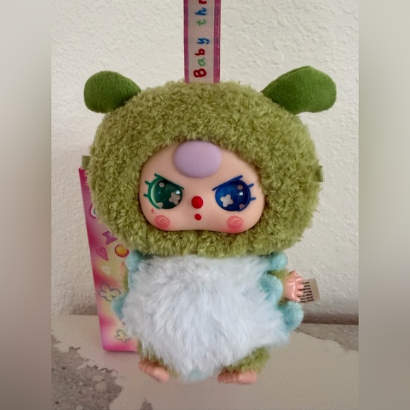 BABY THREE Caterpillar Special Eyes Green Plush Bag Charm NWT - Picture 3 of 5